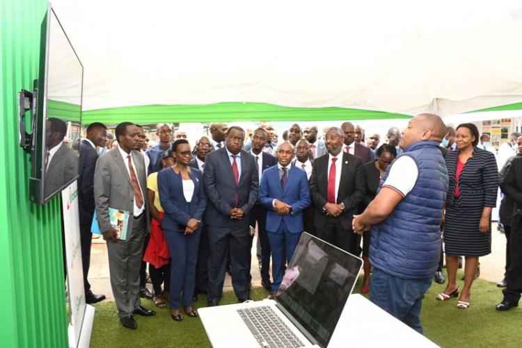 Officials pay a visit to the Safaricom stand