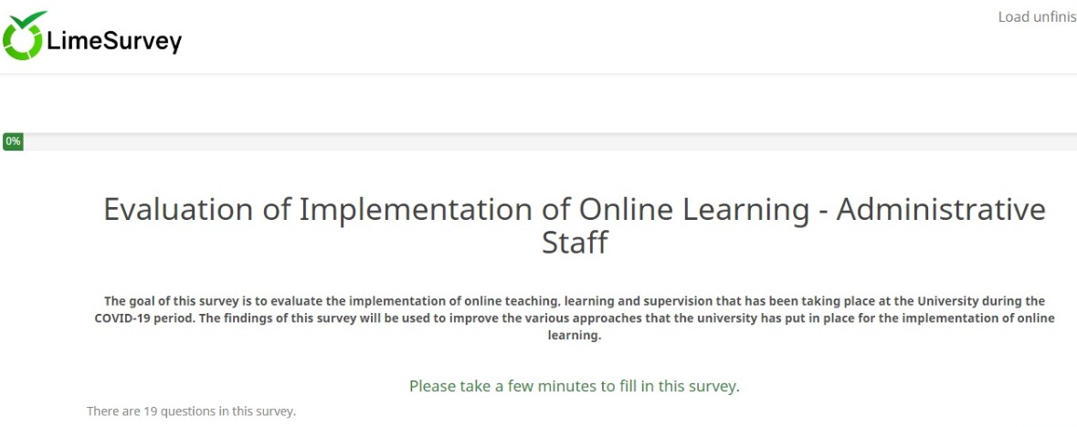 Survey on "Evaluation of Implementation of Online Learning - Administrative Staff".