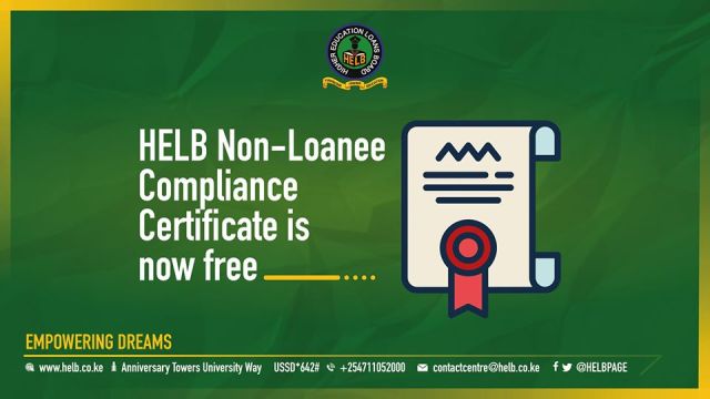 HELB waives application fees for the Non-Loanee Compliance Certificate