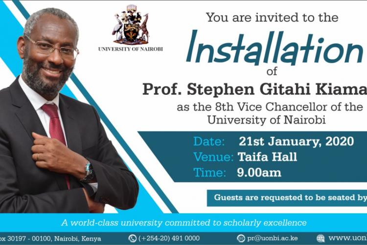 Installation of Prof. Stephen Gitahi Kiama as the 8th Vice Chancellor Of the University of Nairobi
