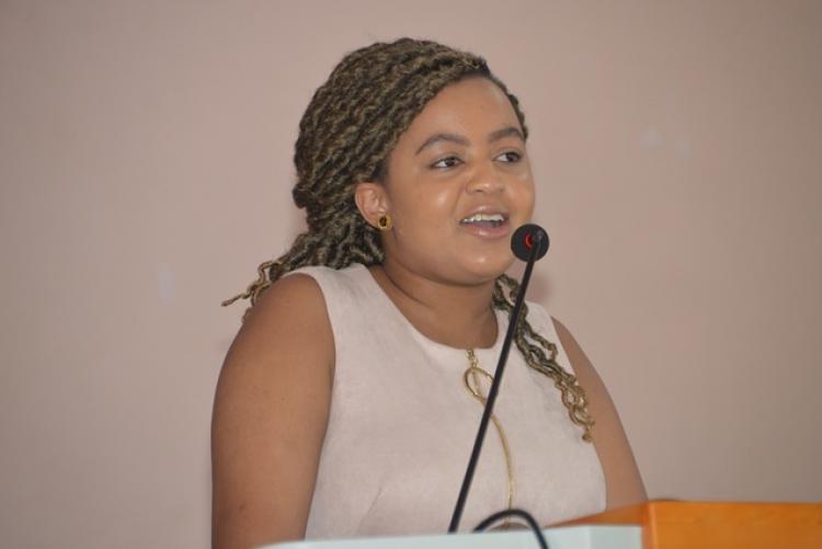 MISS ANN MWANGI MVURYA, UNIVERSITY OF NAIROBI STUDENTS ASSOCIATION (UNSA) CHAIRPERSON DURING ORIENTATION FOR THE FIRST YEARS 2020 IN THE COLLEGE OF HUMANITIES & SOCIAL SCIENCES