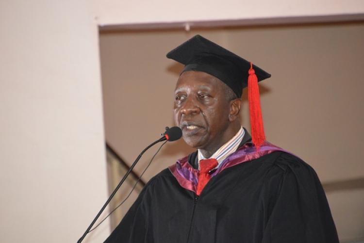 MR HUMPHREY WEBUYE, ACADEMIC REGISTRAR DURING ORIENTATION FOR THE FIRST YEARS 2020 IN THE COLLEGE OF HUMANITIES & SOCIAL SCIENCES