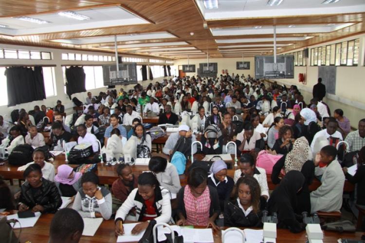 Students at a lecture hall, College of Health Science, KNH Campus