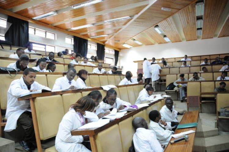 Students at a lecture hall, College of Health Science, KNH Campus