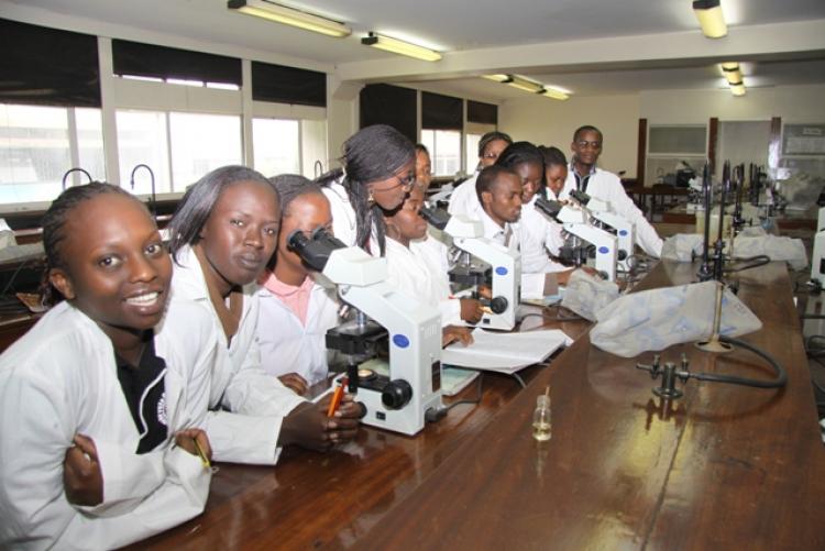 Laboratory and students at the College of Health Science, KNH Campus