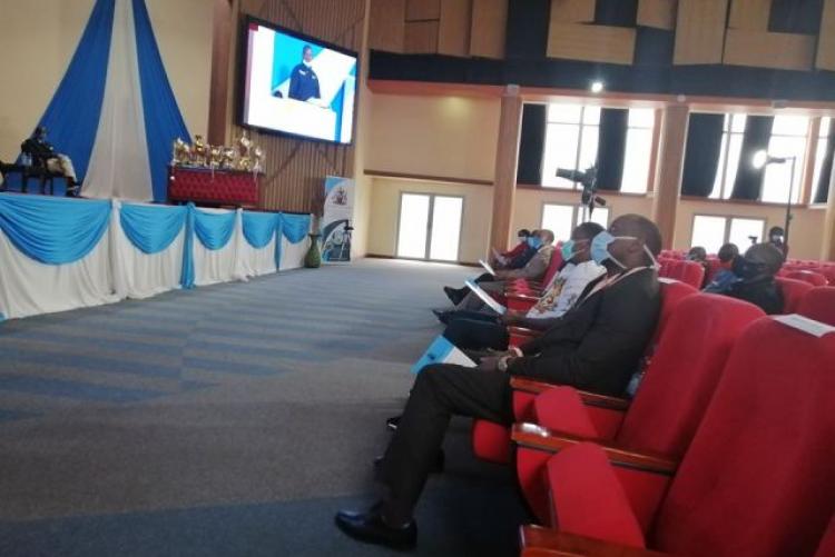 Guests follow proceedings during the UoN 2020 sports recognition and  awards ceremony. 