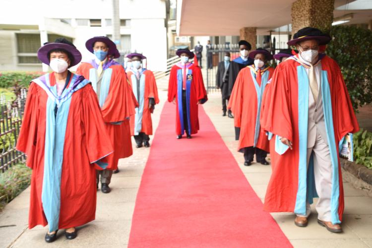 The Academic Procession during the VC's Address to Freshers on 3rd September 2020.