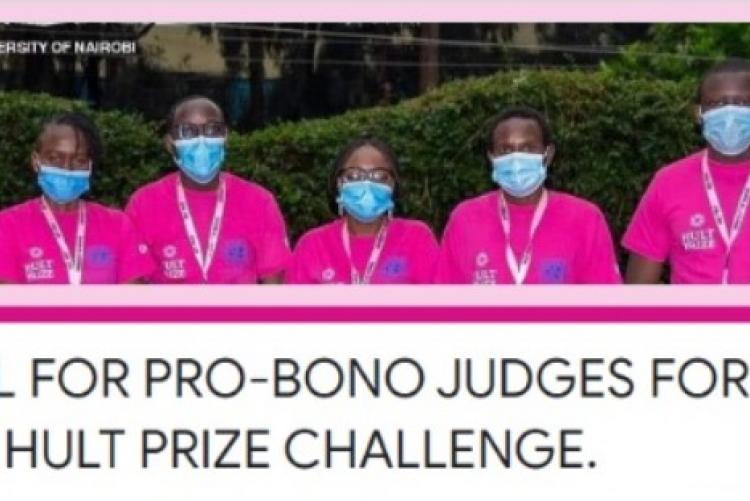 Call for pro-bono judges for the UoN Hult Prize Challenge.