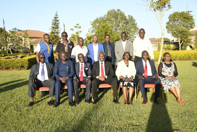 Group photo of administration and chairs from departments in Faculty of Science and Technology