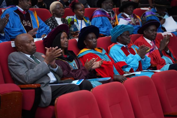 (From left) Prof. J. Maalu (DVC FPD), Prof. L. Kerubo (DVC RIE), Prof. M. Hutchinson (VC), Prof. A. Giatu (DVC AA) & Prof. J.D. Mande (DVC HRA). 